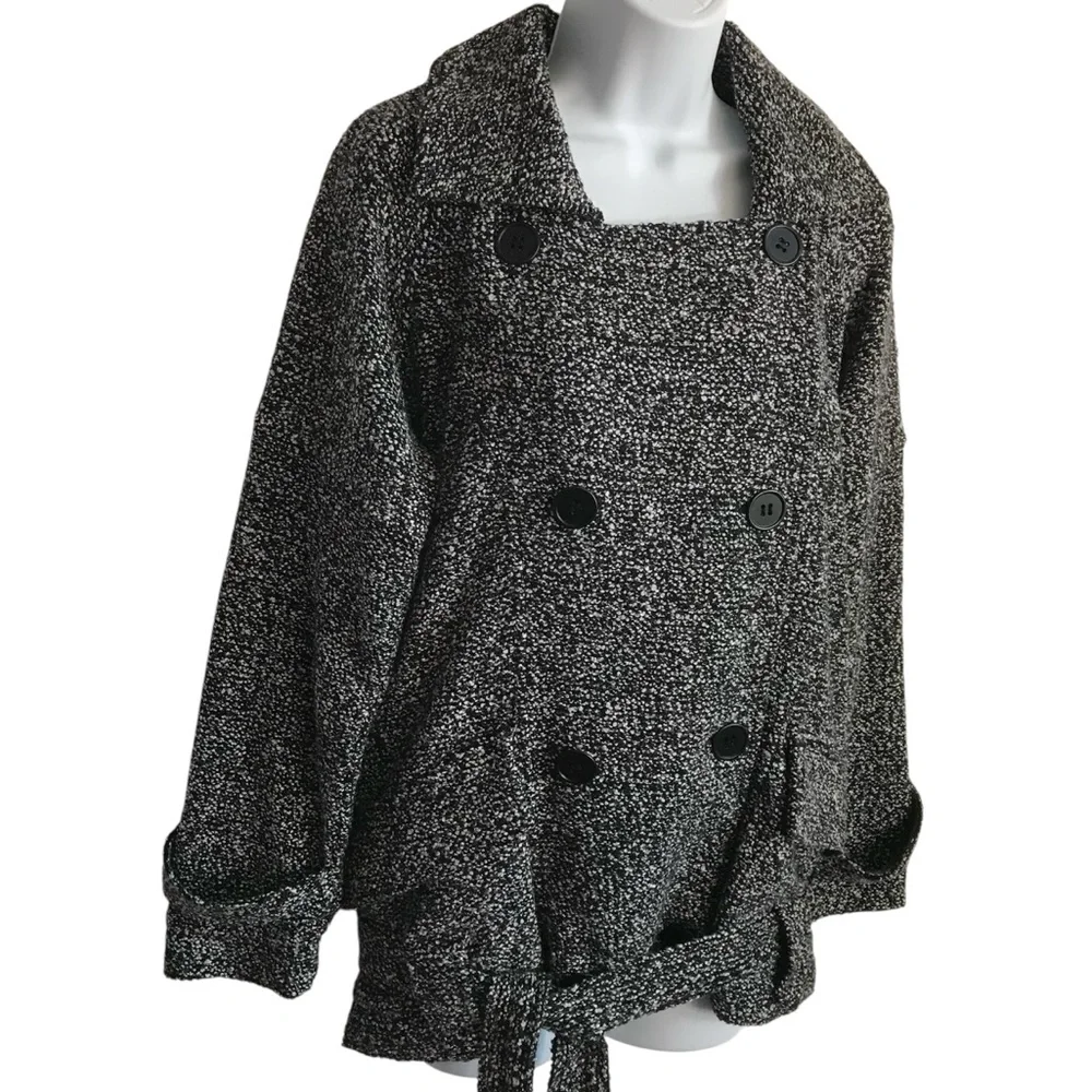 FP Free People Women’s XS Salt & Pepper Knit Hem Tie Cardigan Sweater Jacket EUC